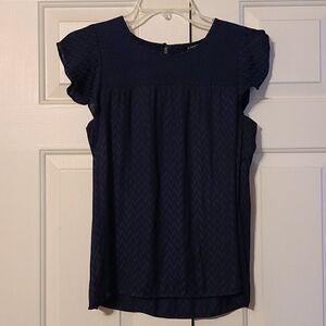 Nwot 41 Hawthorne dark blue satin blouse